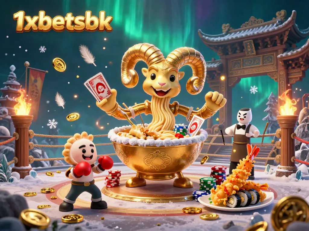 Engage in thrilling casino action with 1xbetsbk, featuring whimsical characters in a vibrant gambling arena.