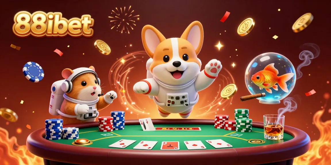 Spin and win at 88ibet's vibrant casino scene with astronaut corgi, mission-control hamster, and goldfish!