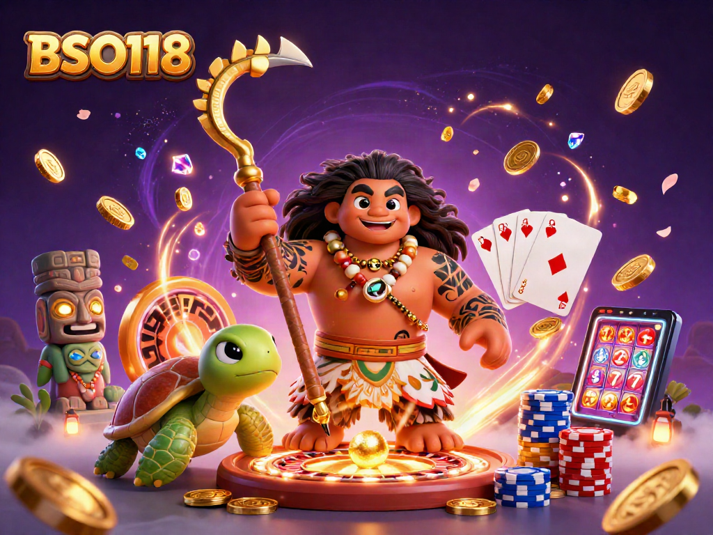 Experience the thrill with BSO118 in a vibrant casino scene featuring a demigod hawk.