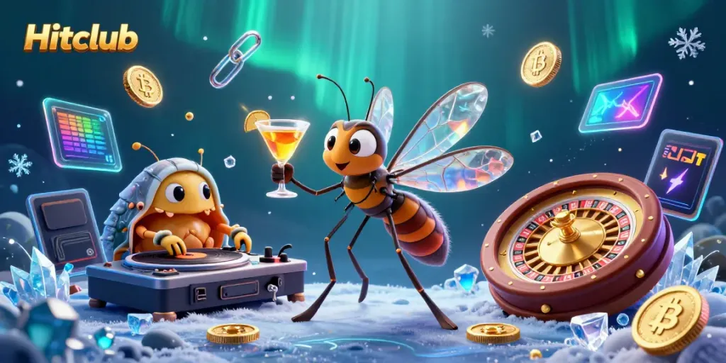 Experience thrilling gameplay at Hitclub with a vibrant casino-themed 3D illustration