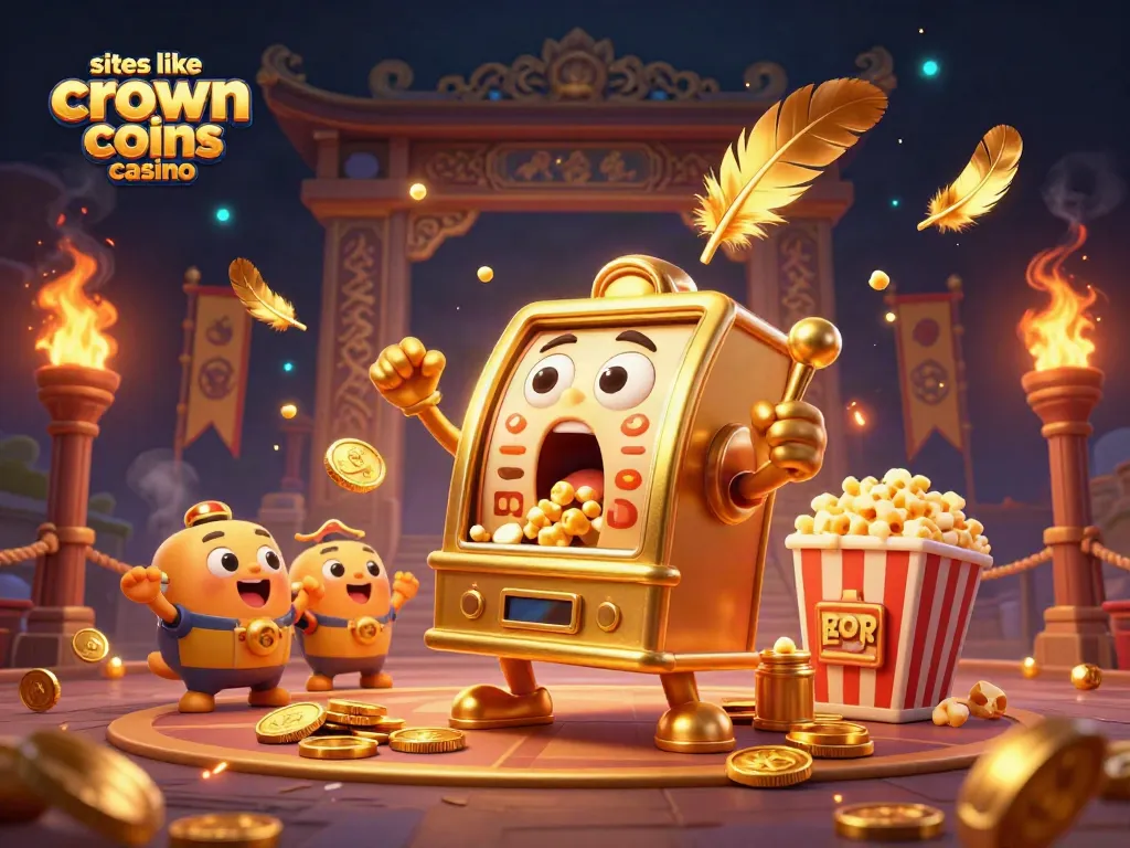 Celebrate wins at sites like crown coins casino with a lively slot machine scene.
