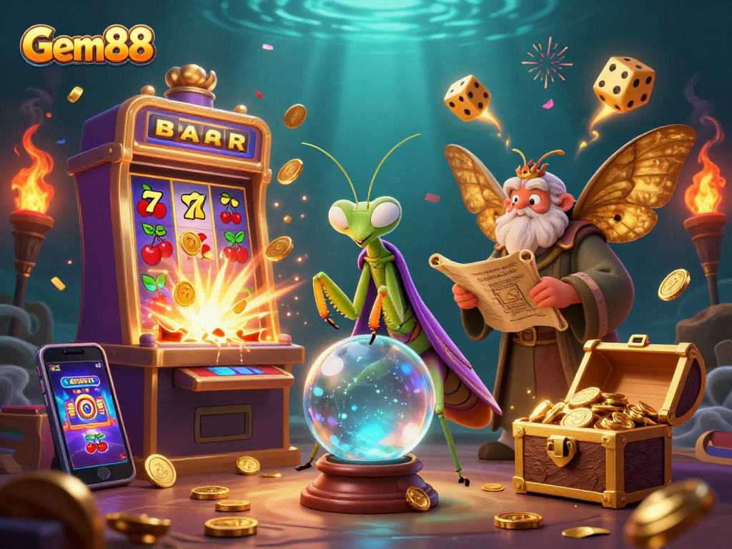 Experience Gem88's thrilling gaming atmosphere with captivating fortune tellers and jackpot excitement.