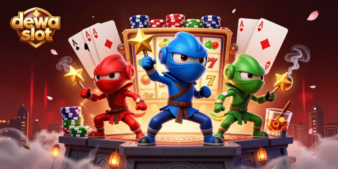 Dewa slot invokes excitement with ninja chameleons at a lively casino scene filled with vibrant games.