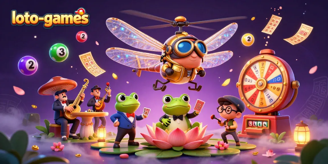 Engage with loto-games through an immersive 3D illustration showcasing a vibrant casino scene with dynamic elements.