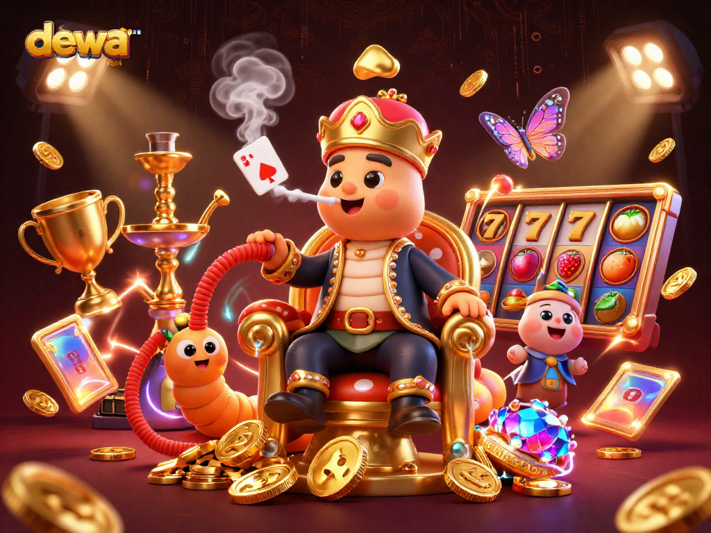 Engage with the thrilling world of dewa slot, a vibrant casino scene with dynamic elements and rich detail.