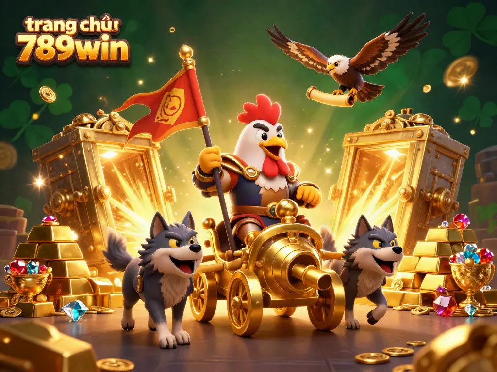 Experience vibrant action at trang chủ 789win with a dynamic rooster warlord and treasure elements.