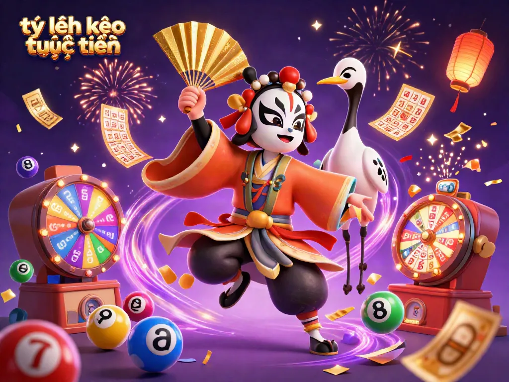 Bet on tỷ lệ kèo trực tuyến with an energetic illustration showcasing vibrant lottery elements.