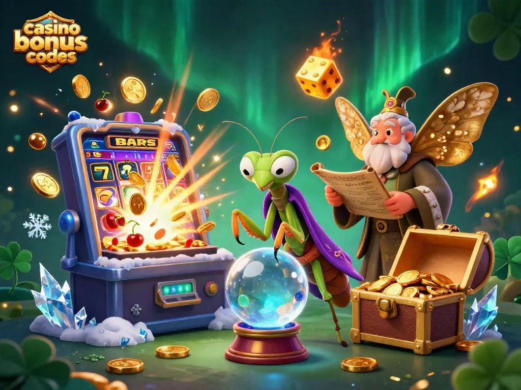 Engage with chanced casino bonus codes while exploring vibrant characters and gaming elements in a dynamic casino scene.