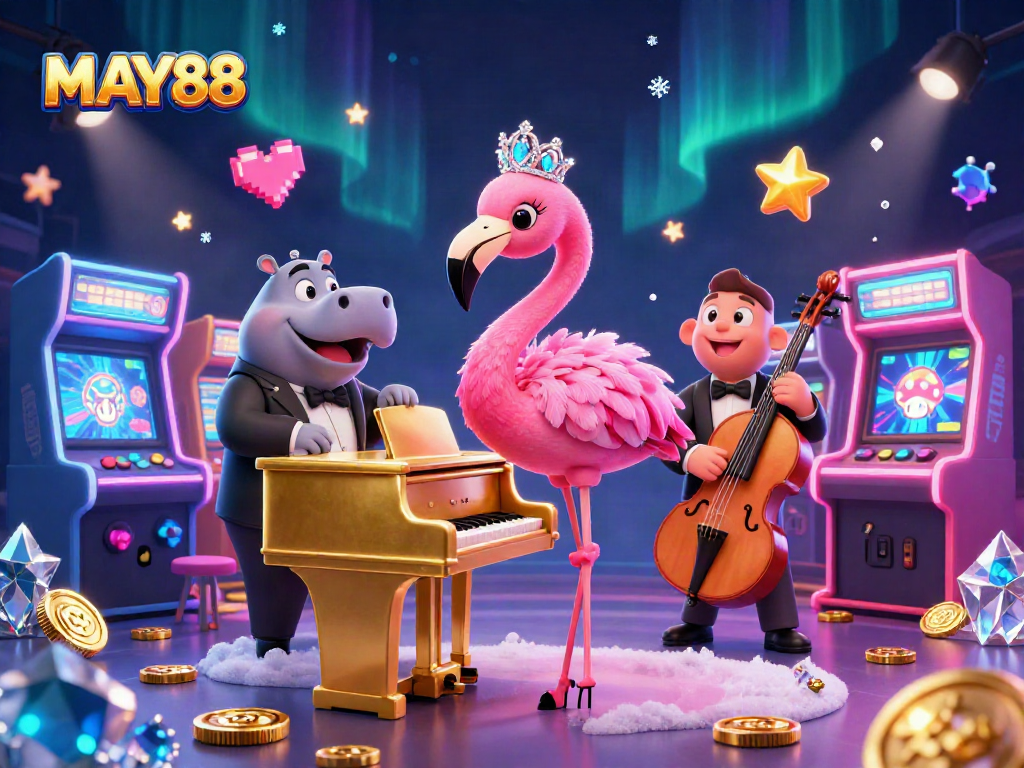 Experience winning excitement at MAY88's vibrant casino scene with dynamic characters and lively game elements.