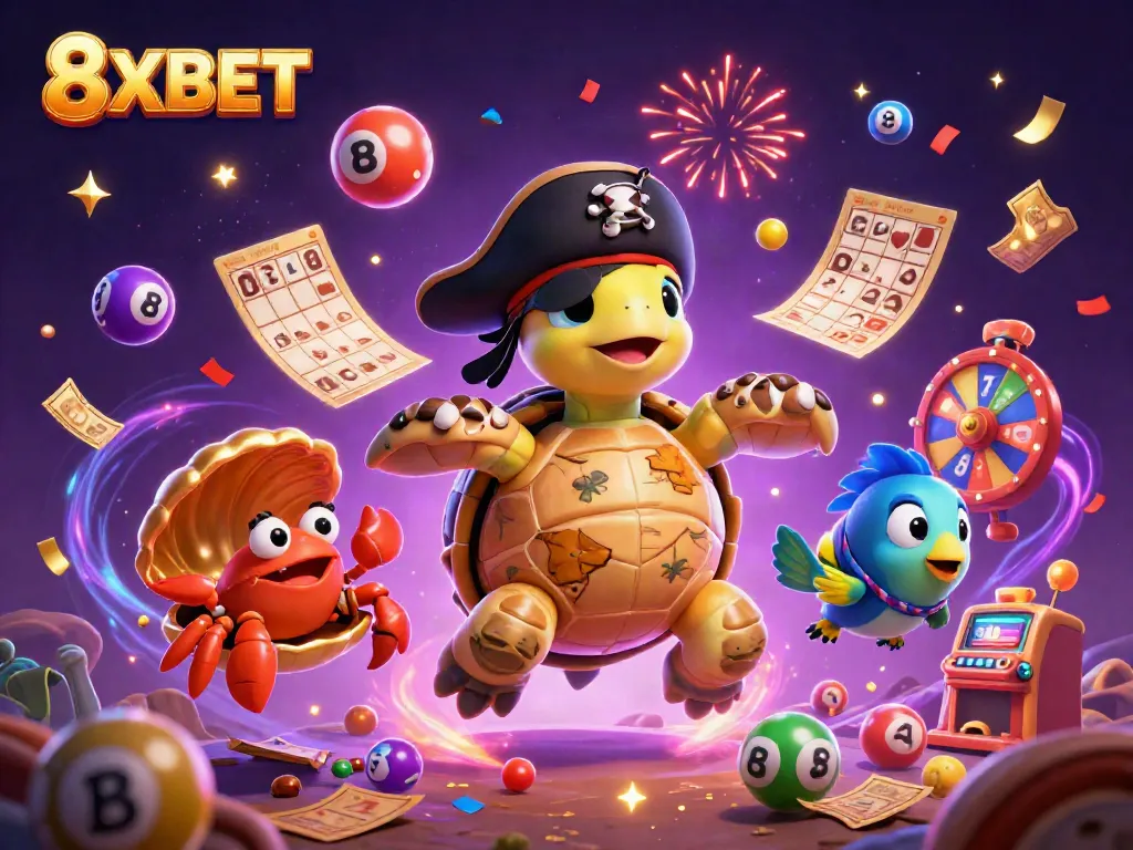 Experience 8XBET's exciting underwater gaming scene featuring vibrant characters amidst bountiful treasures.