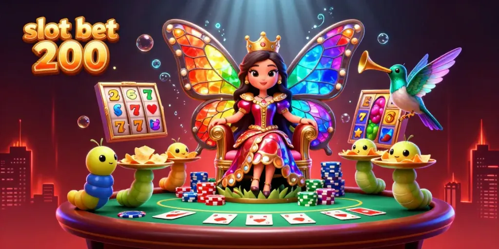 Engage in slot bet 200 with vibrant 3D characters and classic slot elements, perfectly illustrated.