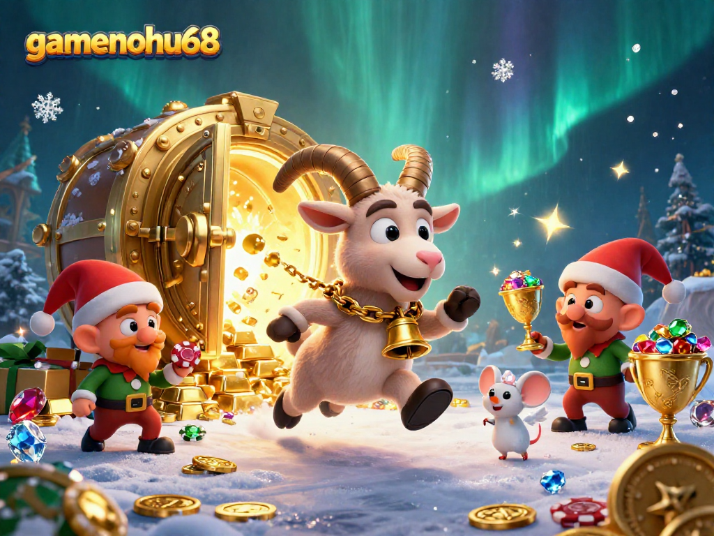 Play at gamenohu68 with the Krampus goat overseeing fun holiday casino chaos.