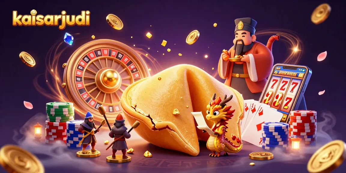 Experience kaisarjudi's excitement with dynamic gaming elements in a vibrant 3D casino illustration.