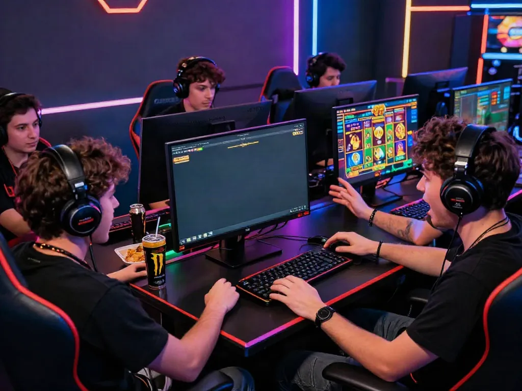 players engaging with akunjp gaming slots in an immersive gaming setup