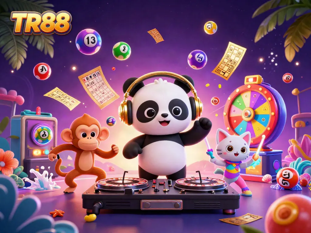 Experience winning moments at TR88 with a DJ panda and vibrant casino elements.