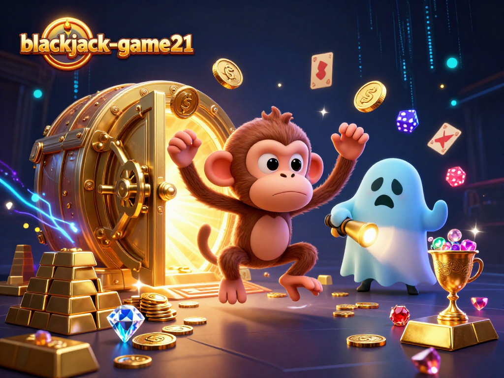Engage with blackjack-game21 while chasing treasures in a vibrant, haunted casino.