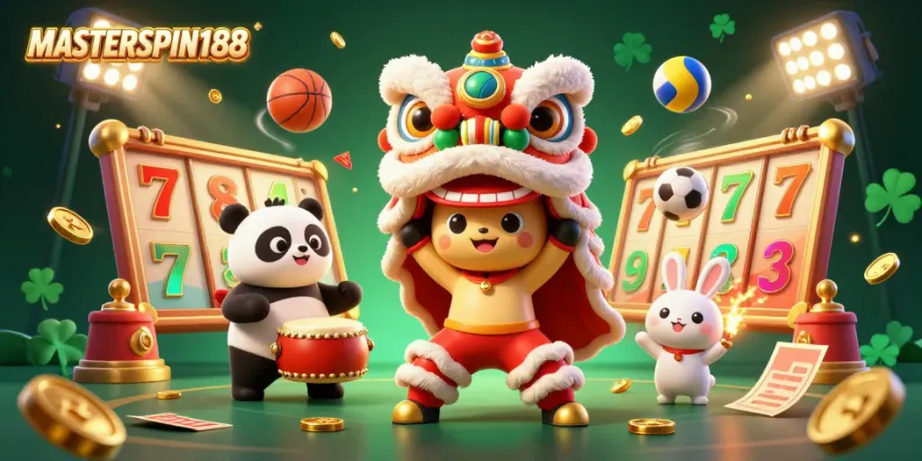 Experience the vibrant entertainment of MASTERSPIN188 with dynamic slot features and whimsical characters.