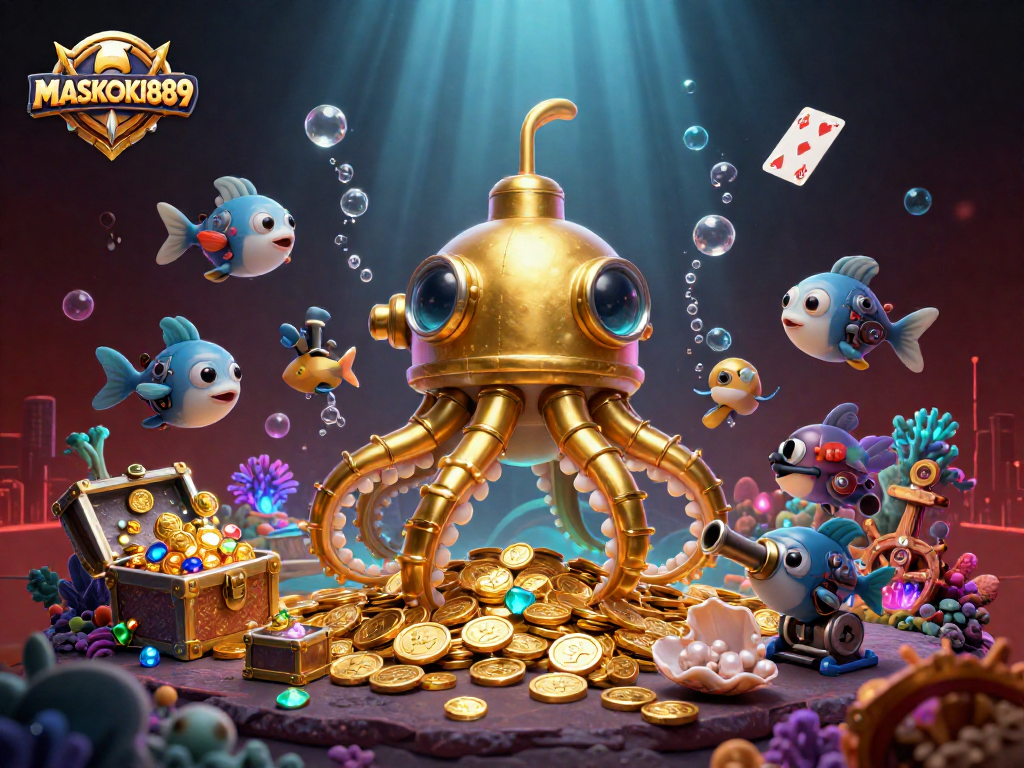 Immerse in MASKOKI889's vibrant 3D kraken adventure, with dynamic treasures and casino elements.