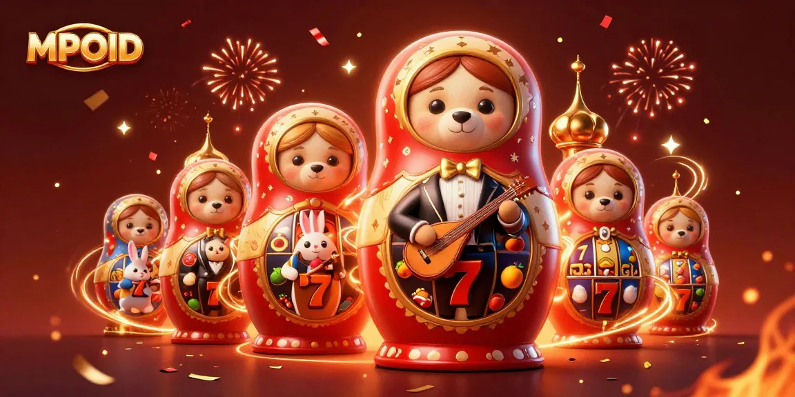 MPOID showcases festive casino fun with 3D cartoon bears and vibrant gaming elements.