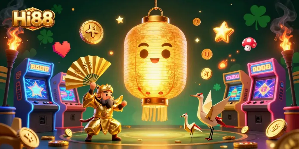 Engage in thrilling gaming adventures at Hi88 Casino featuring vibrant characters and elements.