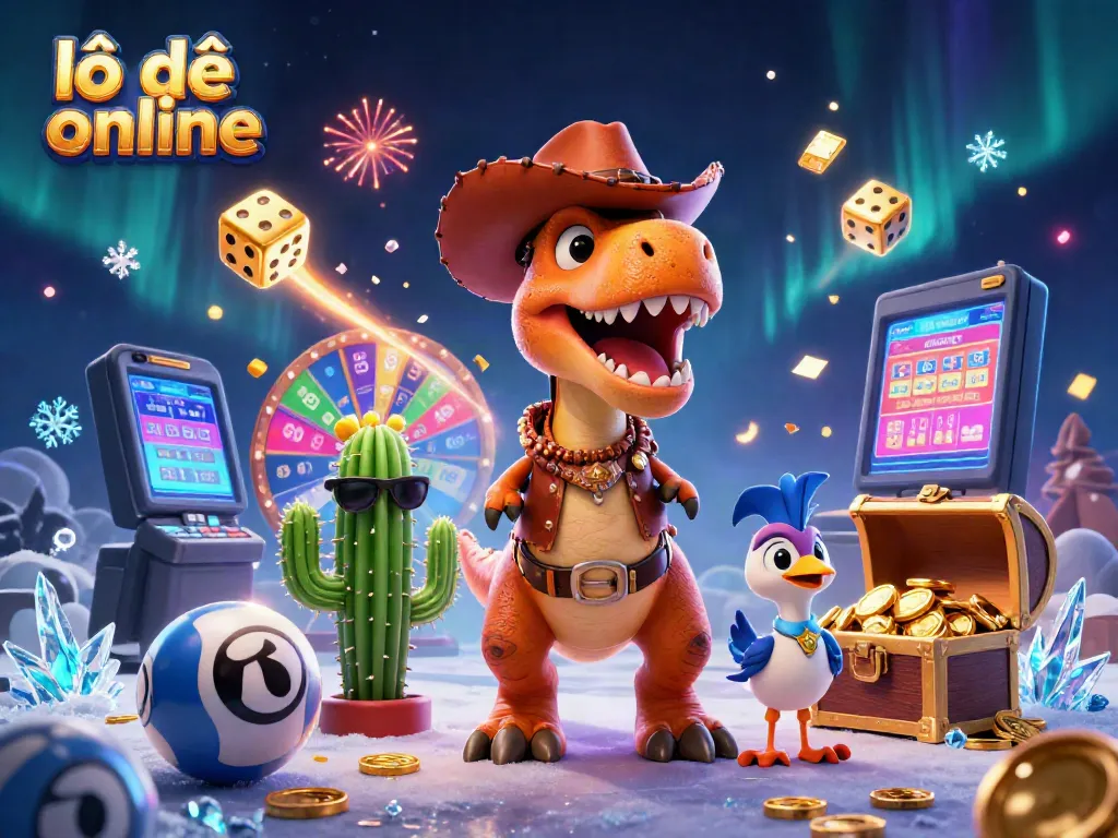 Experience the excitement of lô đề online with a vibrant 3D illustration featuring colorful lottery elements and dynamic characters.