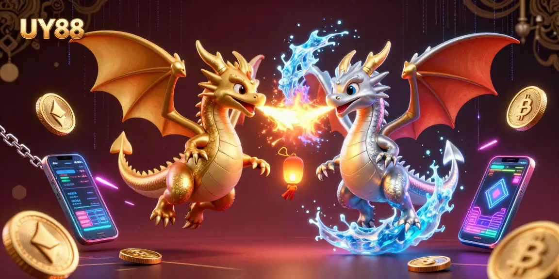 Experience thrilling gameplay at UY88 with rich visuals of dragons and digital gaming elements.