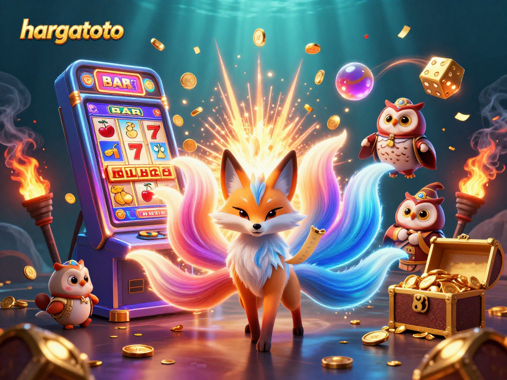 Spin and win with hargatoto's vibrant 3D casino adventure, featuring colorful characters and dynamic game elements.