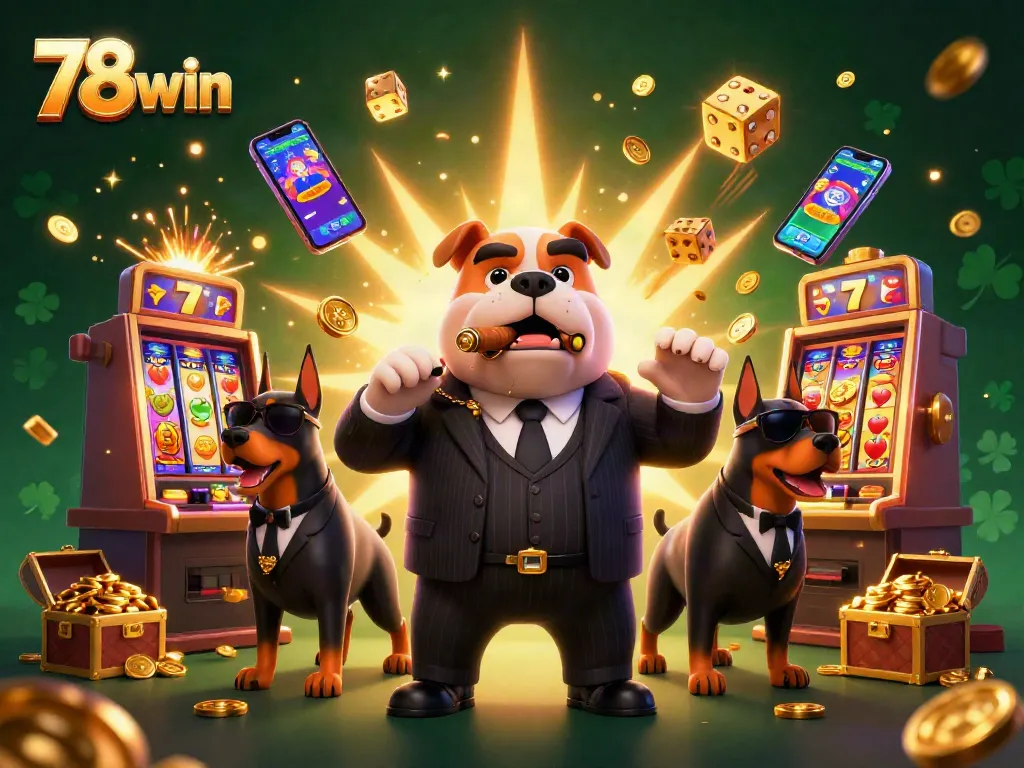 Experience thrilling jackpots with 78win in a vibrant 3D casino scene featuring explosive slot machine action.