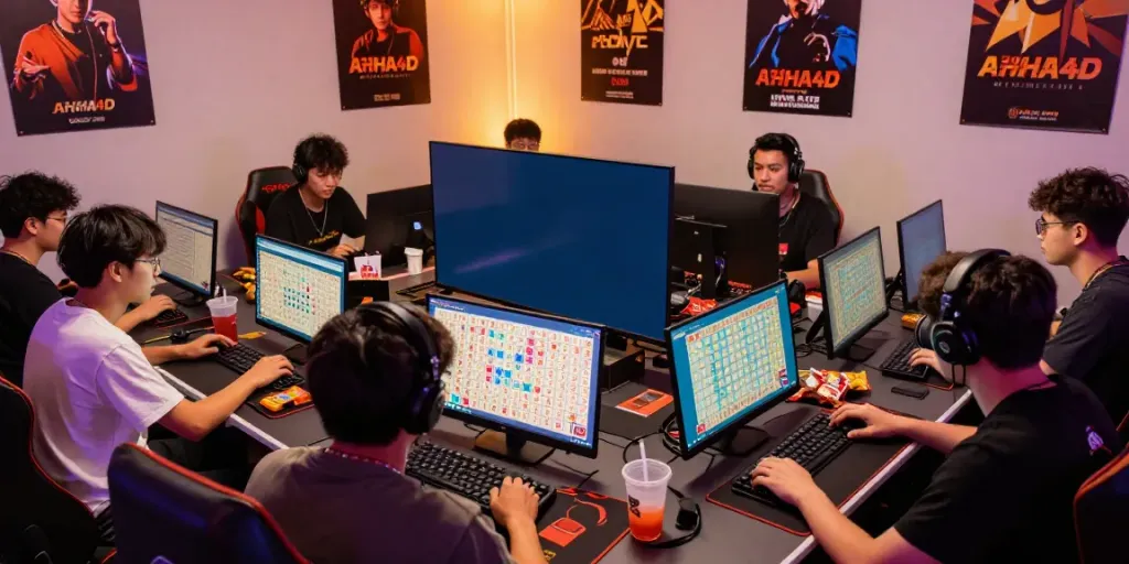 Group of players engaging with AHHA4D online lottery strategies in a dynamic gaming setup.