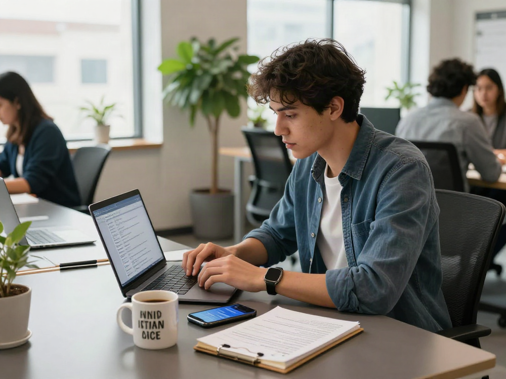 หางาน efficiently in a bright coworking space with modern amenities.