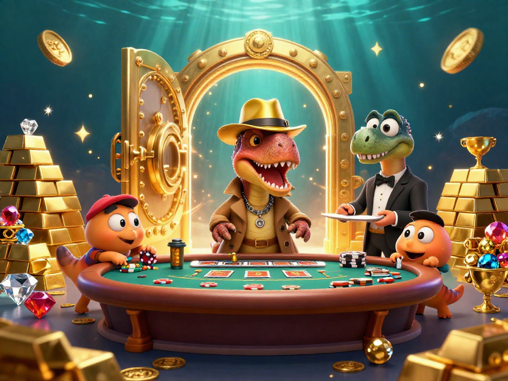 Experience thrilling moments at 78WIN with a velociraptor counter in a vibrant casino scene.