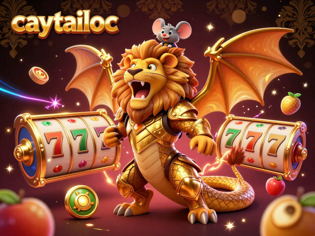 Experience the thrill of jackpot wins in caytailoc with vibrant casino elements and a victorious chimera.