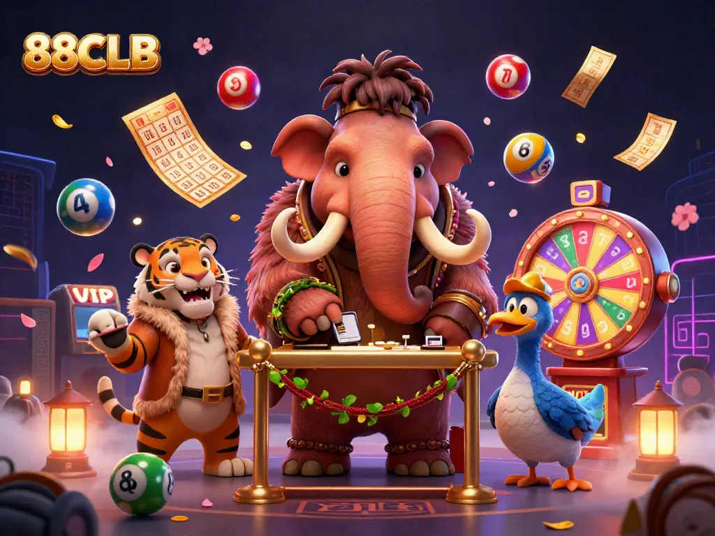 Experience excitement with 88CLB's colorful lottery and casino scene showcasing vibrant elements.