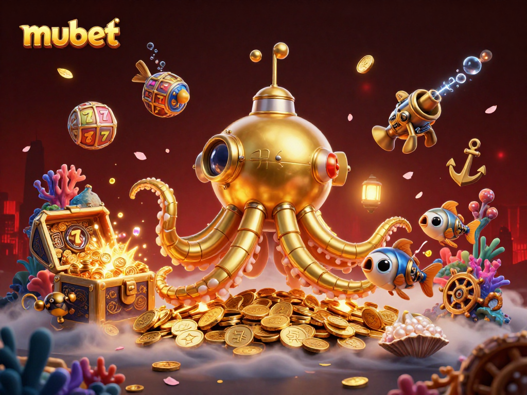 mubet offers exciting gaming adventures with a vibrant kraken submarine and jackpot treasures.
