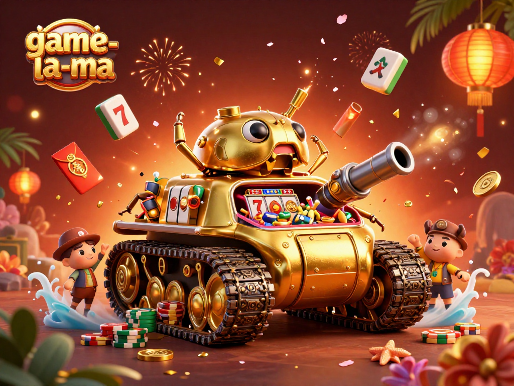 Engage with exciting gaming at game-la-ma with vibrant slot symbols and a dynamic casino atmosphere.