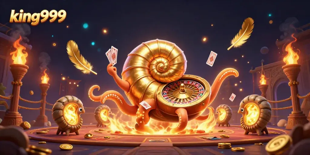 Visualisasi menarik dari king999 dengan karakter nautilus dan elemen kasino yang memikat.