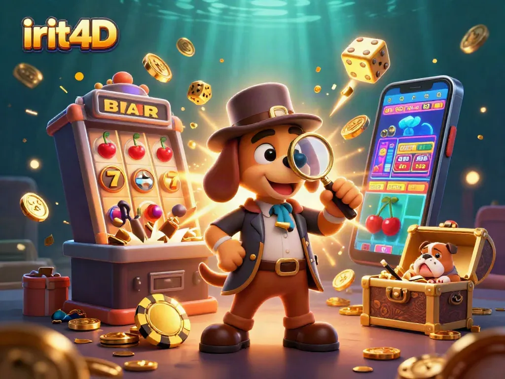 Engage with irit4D as the detective finds clues in a vibrant casino world full of slot machine action.