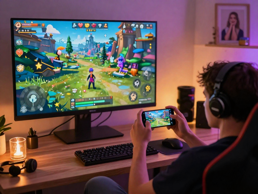 Engaging scene of players enjoying free mobile porn games in a cozy gaming space.