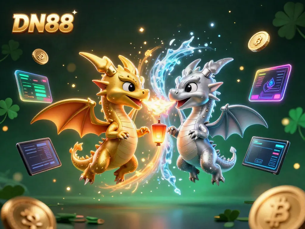 Engage in thrilling gaming at DN88 with unique dragon designs and vibrant crypto elements.