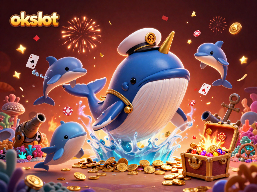 เล่นเกมสล็อตกับ okslot อย่างสนุกสนานท่ามกลางเพื่อนสัตว์ทะเลในโลก 3D