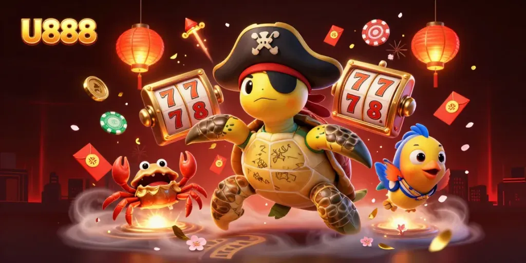 Spin the reels with U888's vibrant casino adventure featuring charming characters and dynamic elements.