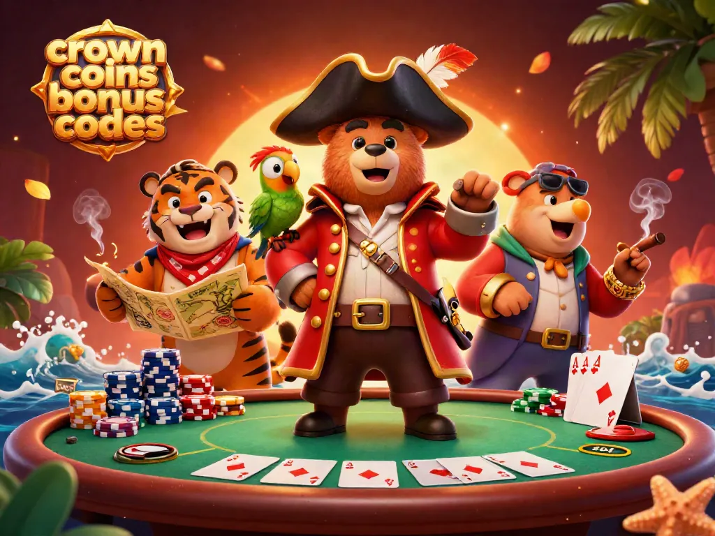 Join the action with crown coins bonus codes at the casino in this vibrant illustration.