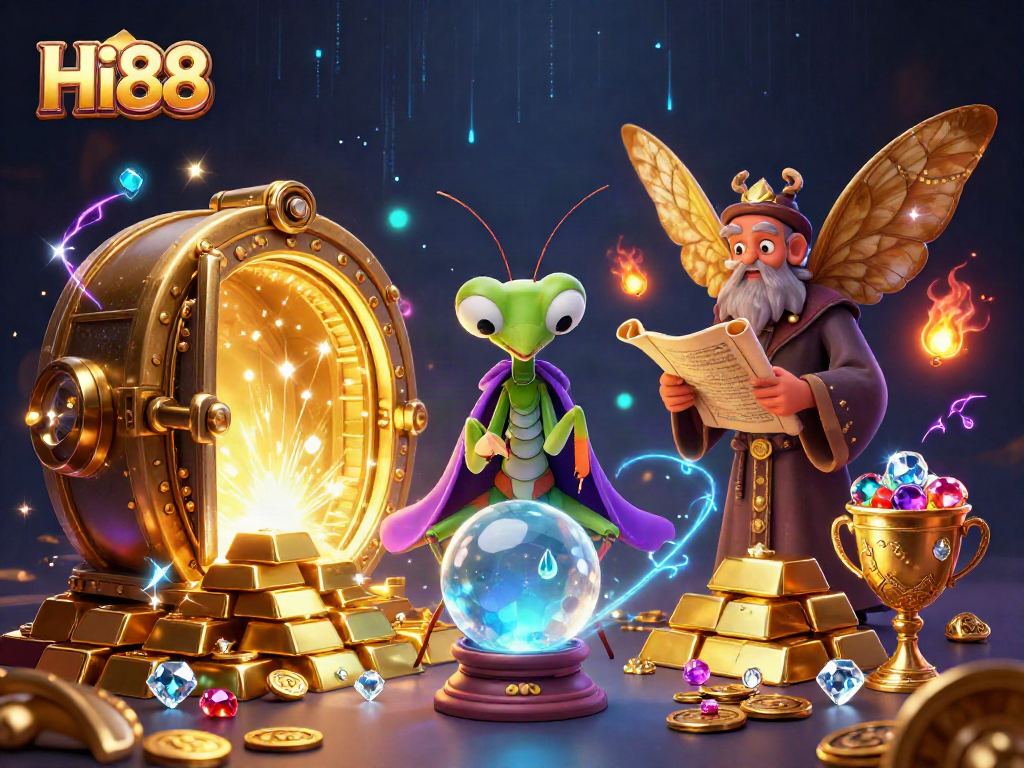 Experience Hi88's vibrant casino world with captivating characters and sparkling treasures.