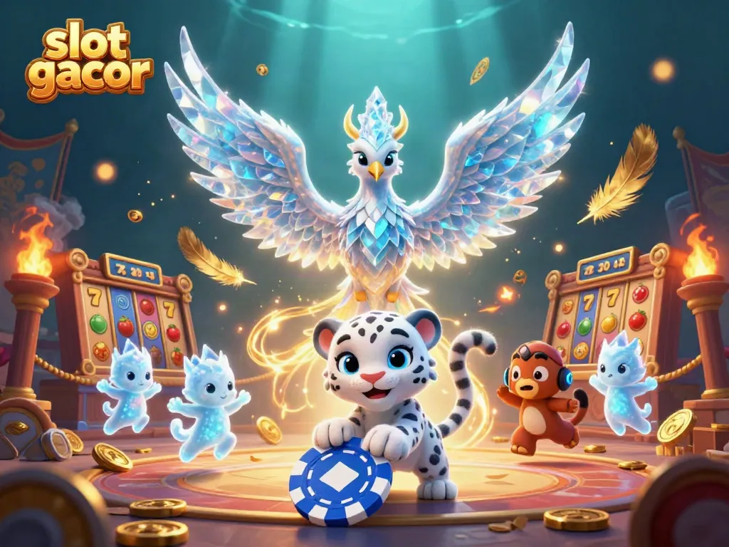 Experience the excitement of slot gacor with an enchanting 3D illustration featuring vibrant characters and casino elements.