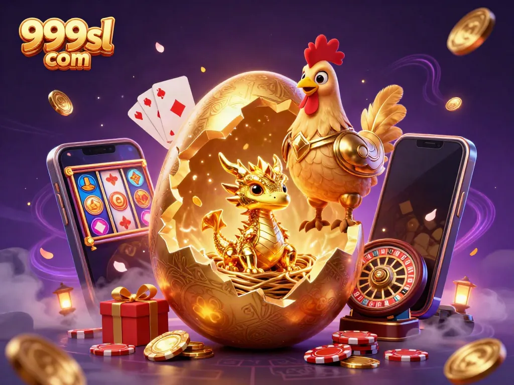 Experience the thrilling magic of 999sl com with a golden dragon and rich casino elements.