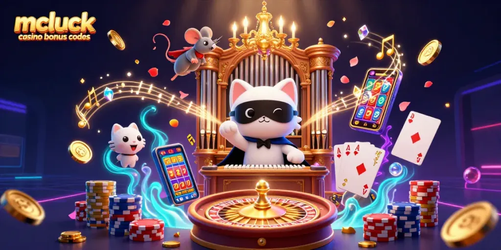 Engage with mcluck casino bonus codes through a vibrant 3D casino scene filled with excitement.