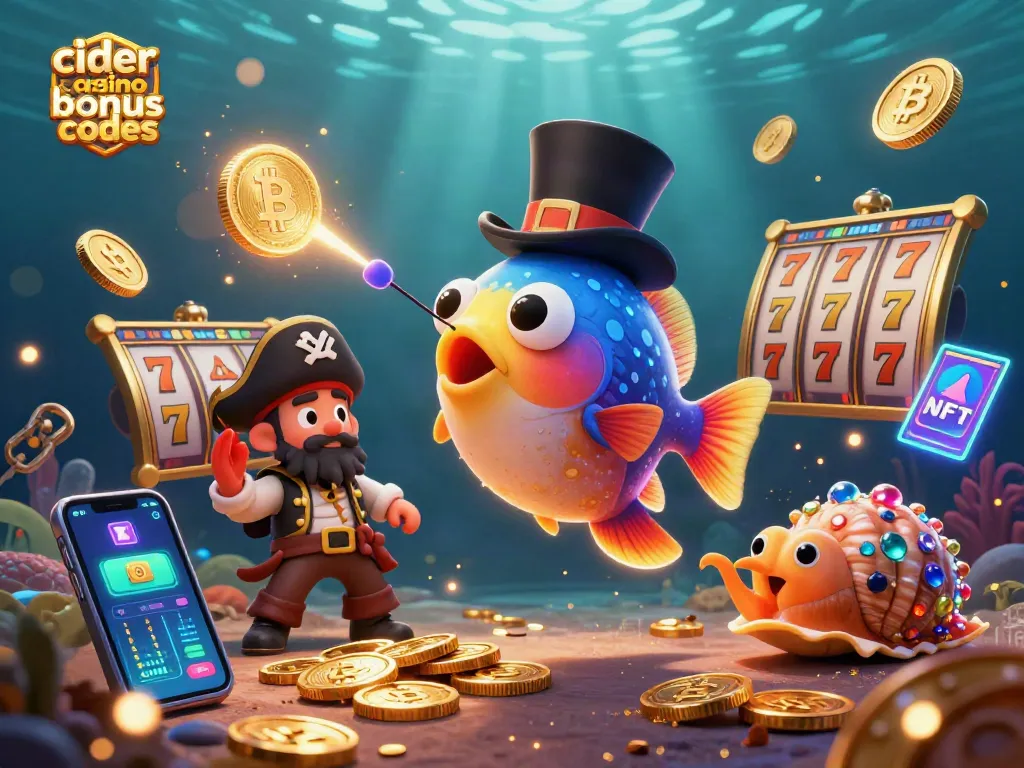 Win big with cider casino bonus codes in a vibrant 3D illustration full of exciting elements.