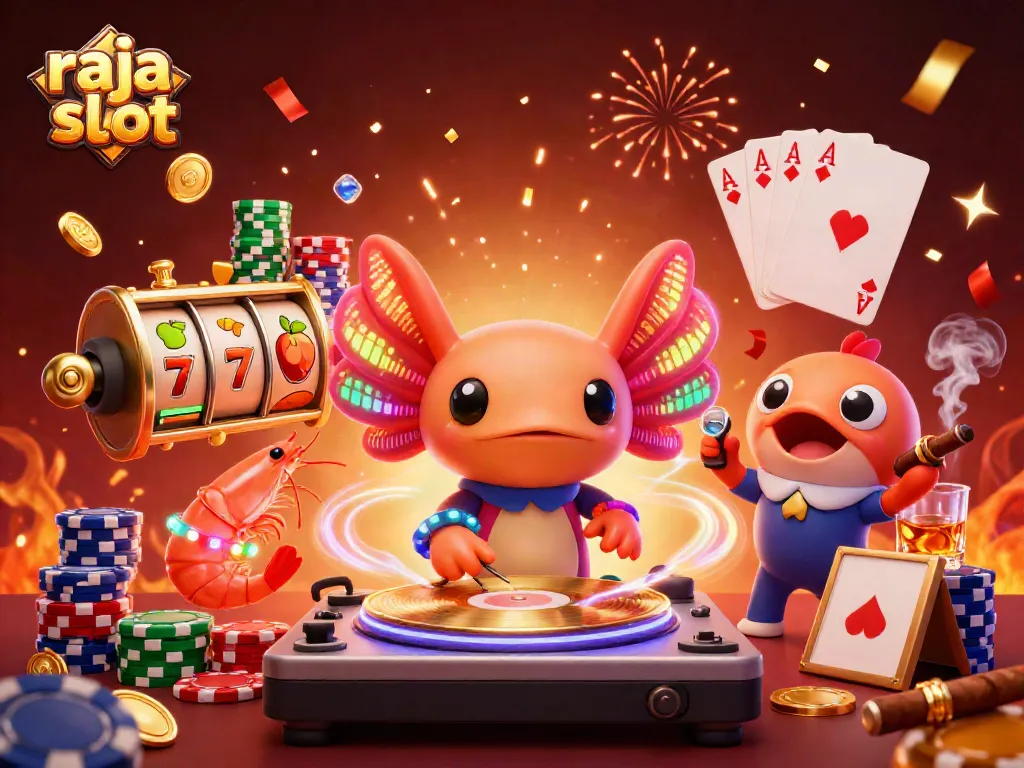 Raja slot: Mainkan permainan slot dengan simbol buah dan jackpot, gambarkan keseruan bermain di kasino.