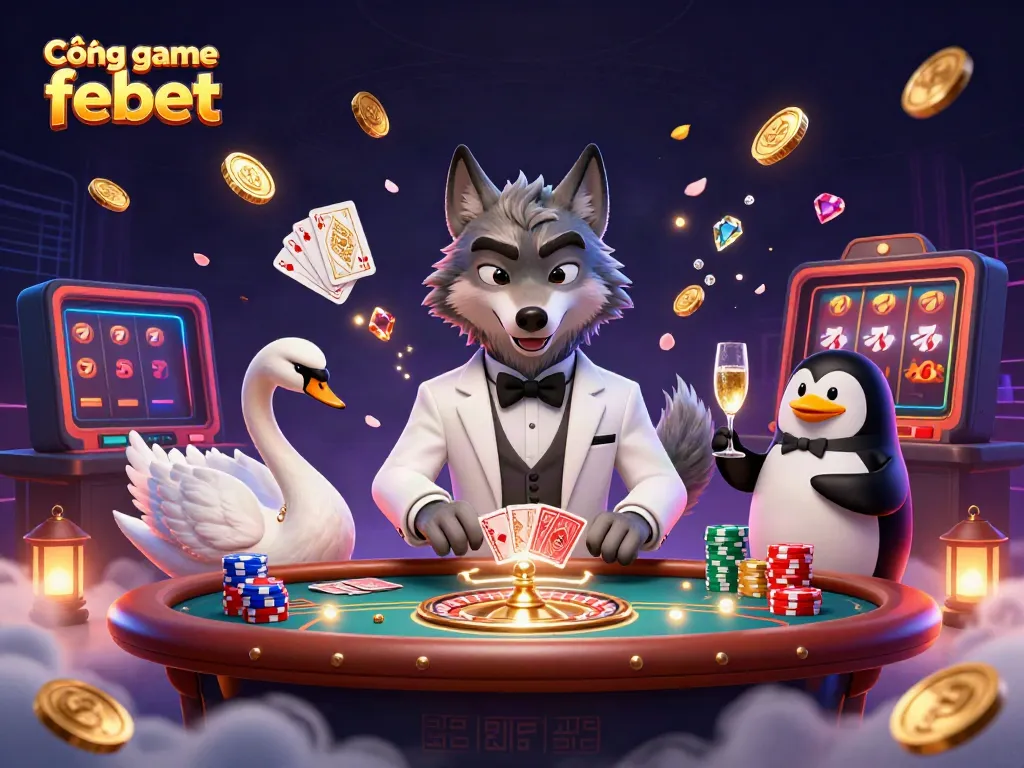 Experience the thrill of Cổng game febet with a vibrant casino scene showcasing characters and games.