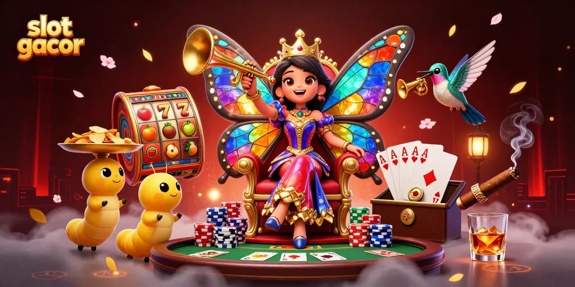 Gali peluang slot gacor dengan ilustrasi kasino 3D yang penuh warna dan detail.